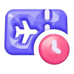 Boarding pass clock icon, 3D style