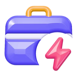 Briefcase bolt icon, 3D style