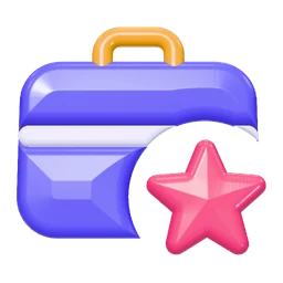 Briefcase star icon, 3D style