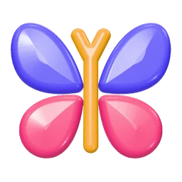 Butterfly icon, 3D style