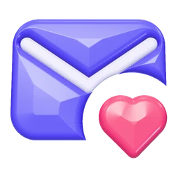 Mail heart icon, 3D style