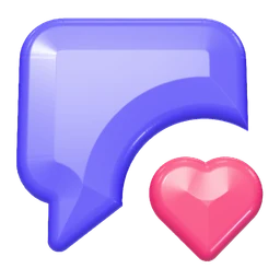 Message square heart icon, 3D style