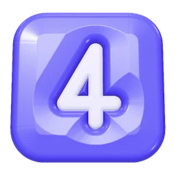 Square number 4 icon, 3D style