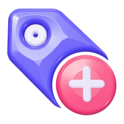 Tag plus icon, 3D style