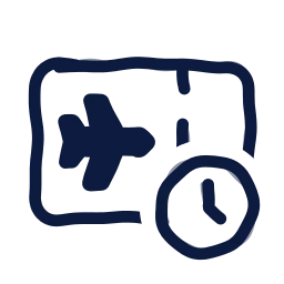 Boarding pass clock icon, Draw style