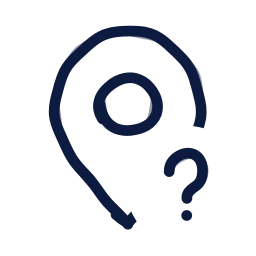 Map pin question icon, Draw style