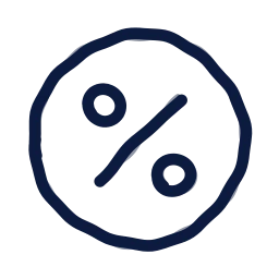 Percent circle icon, Draw style