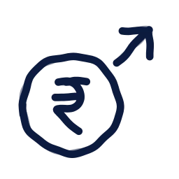 Salary hike icon, Draw style