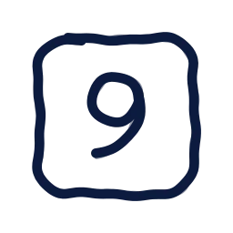 Square number 9 icon, Draw style