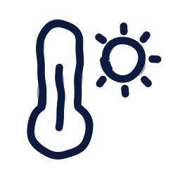 Thermometer sun icon, Draw style