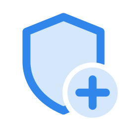 Shield plus icon, Duo style