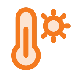 Thermometer sun icon, Duo style