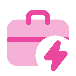 Briefcase bolt icon, Flat style