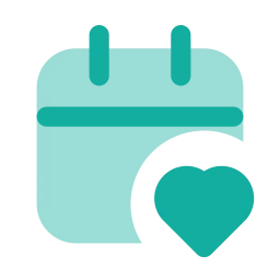 Calendar heart icon, Flat style