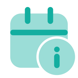 Calendar info icon, Flat style