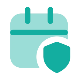 Calendar shield icon, Flat style