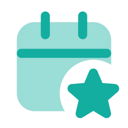 Calendar star icon, Flat style