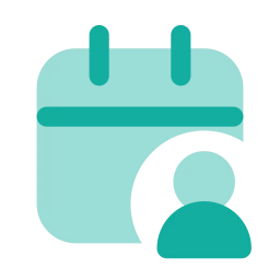 Calendar user icon, Flat style