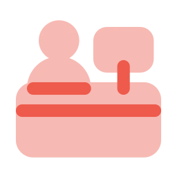 Check in desk icon, Flat style