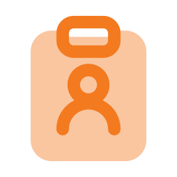 Clipboard profile icon, Flat style