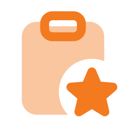 Clipboard star icon, Flat style