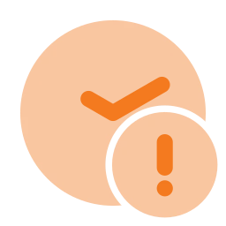 Clock alert icon, Flat style