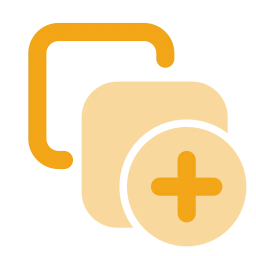 Copy plus icon, Flat style