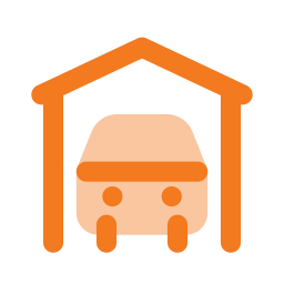 Covered parking icon, Flat style