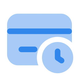 Credit card clock icon, Flat style