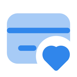 Credit card heart icon, Flat style