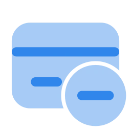 Credit card minus icon, Flat style