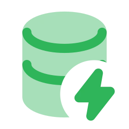 Database bolt icon, Flat style