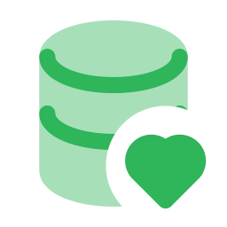 Database heart icon, Flat style