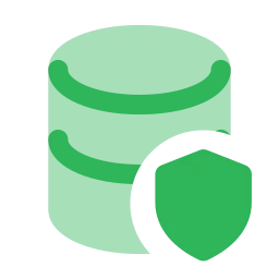 Database shield icon, Flat style