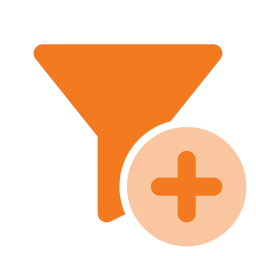 Filter plus icon, Flat style