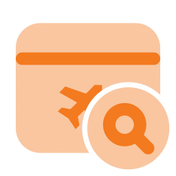 Flight booking search icon, Flat style