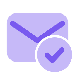 Mail check icon, Flat style