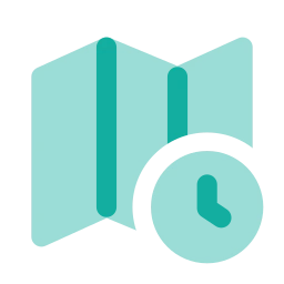 Map clock icon, Flat style