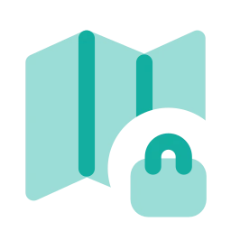 Map lock icon, Flat style