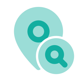 Map pin search icon, Flat style