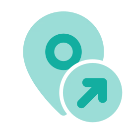 Map pin share icon, Flat style