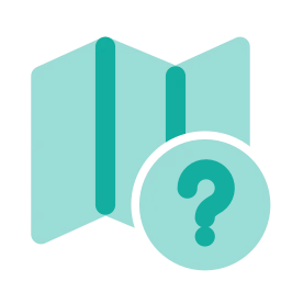 Map question icon, Flat style