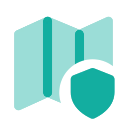 Map shield icon, Flat style