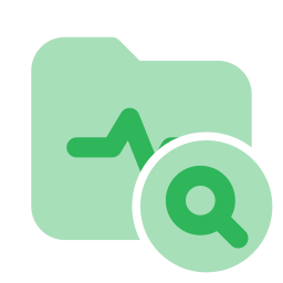 Medical folder search icon, Flat style