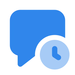 Message square clock icon, Flat style