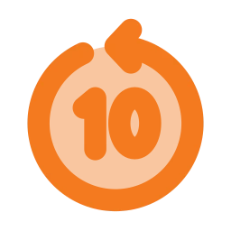 Seek back 10 icon, Flat style