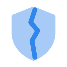 Shield broken icon, Flat style