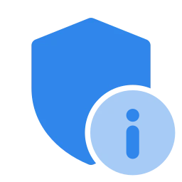 Shield info icon, Flat style