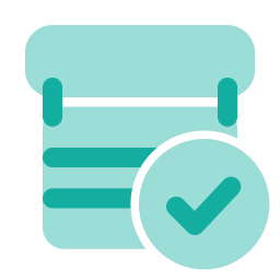 Shop shutter check icon, Flat style