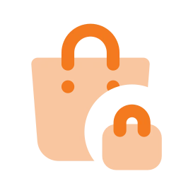 Shopping bag lock icon, Flat style